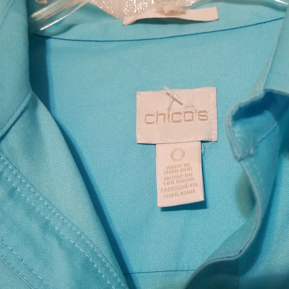 Chico's No Iron Top 3/4 Sleeve Blue Size Small NWOT - Picture 2 of 7